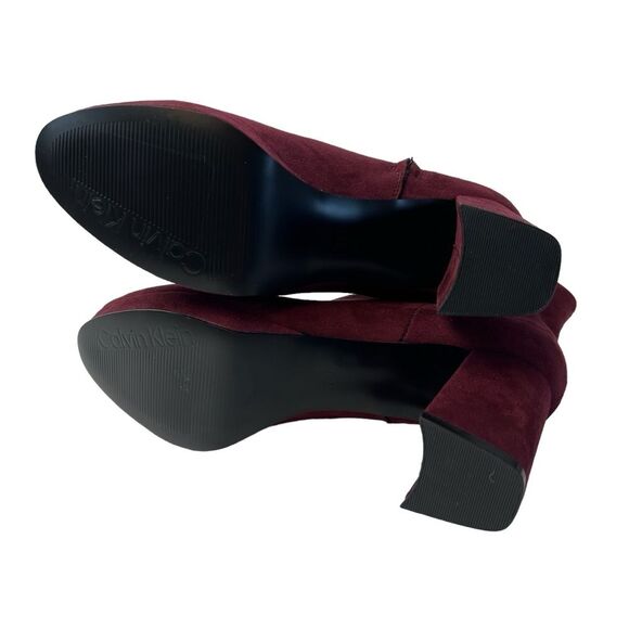 Calvin Klein Suede Ankle Dress Boot Burgundy Size 7.5” - Picture 10 of 10